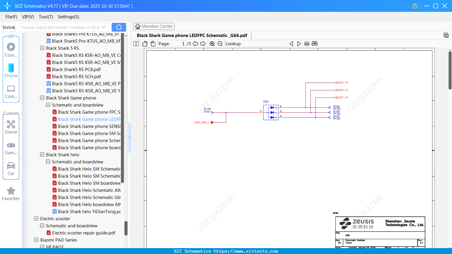 Xiaomi Black Shark Game Phone LEDFPC Schematic _G66